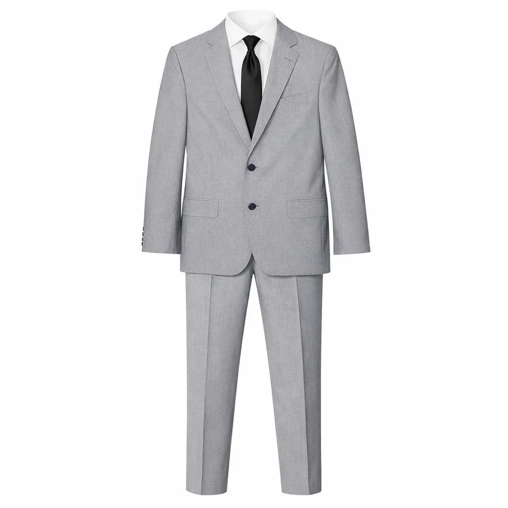 J.Ferrar Suit Mens 40S 33x28 Slim Fit Light Grey 2-Piece Office Prom Graduation